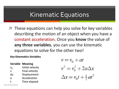 PPT - Kinematics – Kinematic Equations PowerPoint Presentation, free download - ID:2027396