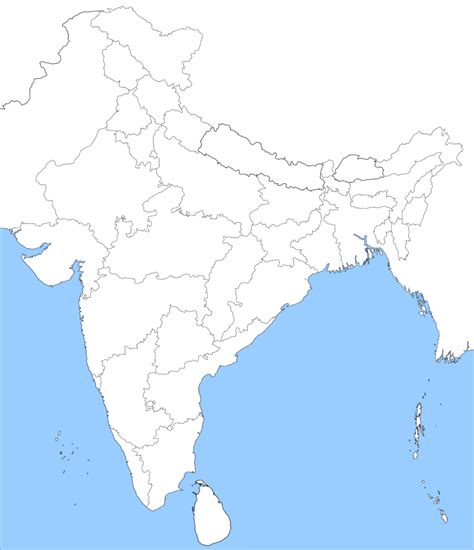 India Outline Map with State Boundaries - India Map