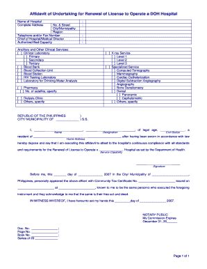 Affidavit For DOH Hospitals - Fill and Sign Printable Template Online