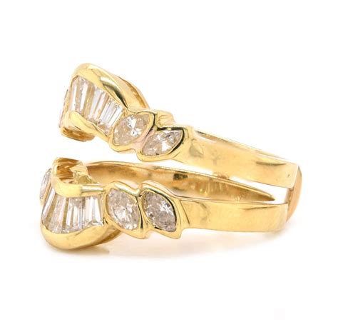 18 Karat Yellow Gold Diamond Ring Guard For Sale at 1stDibs