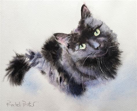 Free Black Cat Watercolor Real Time Tutorial Start to Finish!