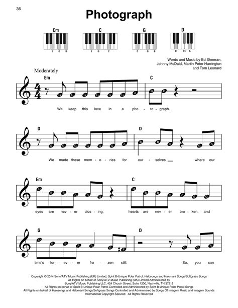 Ed Sheeran - Photograph sheet music