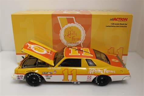 Cale Yarborough Dual Autographed w/Junior Johnson #11 Holly Farms 1:24 Nascar Diecast Bank