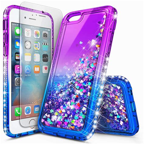 iPhone 6S Case, iPhone 6 Case with Tempered Glass Screen Protector for Girls Women Kids, NageBee ...