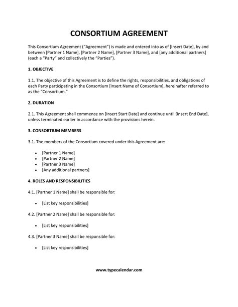 Free Printable Consortium Agreement Templates [Word, PDF]