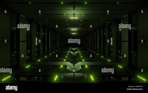 green tunnel corridor 3d rendering illustration background wallpaper ...