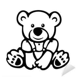 Download Vector Of Cute Baby Bear Silhouette - Little Bear Wall Art Sticker Decal, Black, Size ...