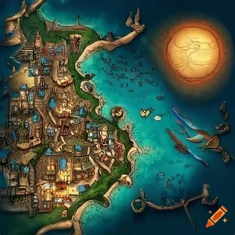 Map of a fairy city in a fantasy world