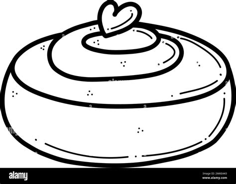 Hand drawn vector illustration of cinnamon roll bun. Doodle pastry for ...