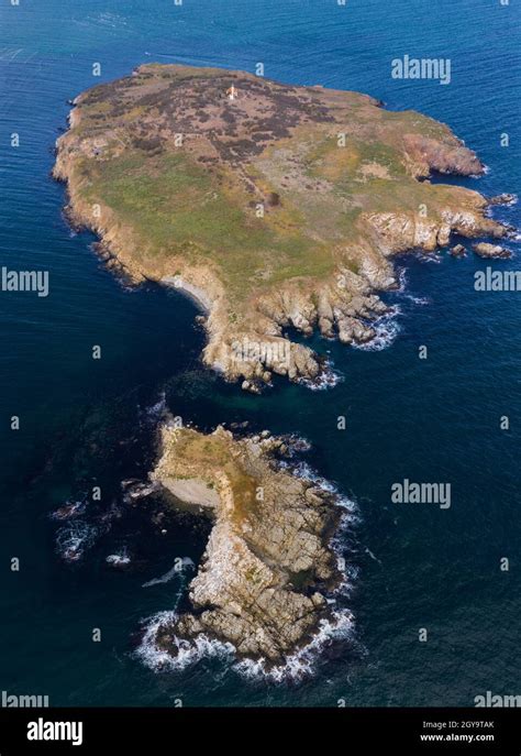 Aerial view to a two islands in the sea Stock Photo - Alamy