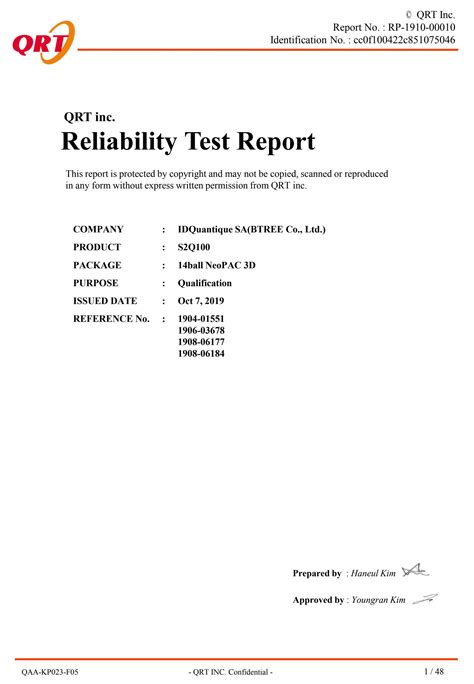 AEC-Q100 Reliability Test Report No. RP-1910-00010 by Cdr Trevor D ...