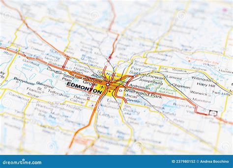 Edmonton City Road Map Area. Closeup Macro View Editorial Photography ...