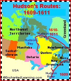 Map Of Henry Hudson Exploration