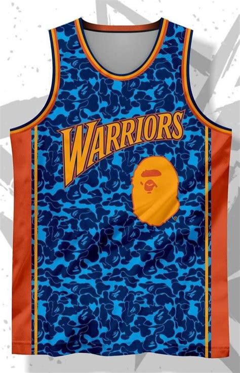 NEW GSW 03 WARRIORS BAPE BASKETBALL JERSEY FREE CUSTOMIZE NAME AND ...