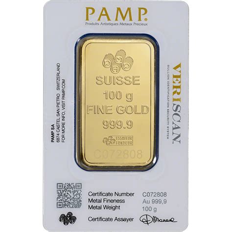 100 Gram Gold Bar – PAMP Suisse - AU Bullion Canada