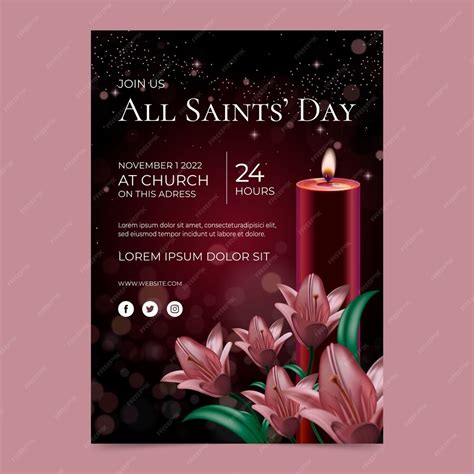 Free Vector | Realistic all saints' day vertical poster template