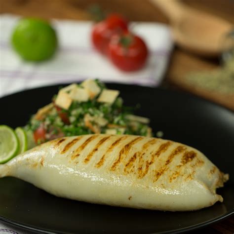 Grilled Stuffed Squid with Tabbouleh Salad