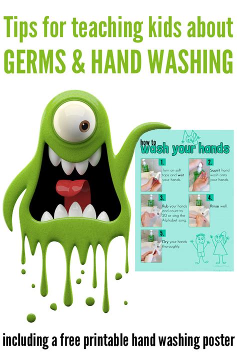 All About Germs & Hand Washing: Free Printable Poster