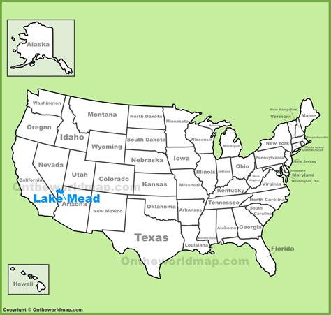 Lake Mead location on the U.S. Map - Ontheworldmap.com