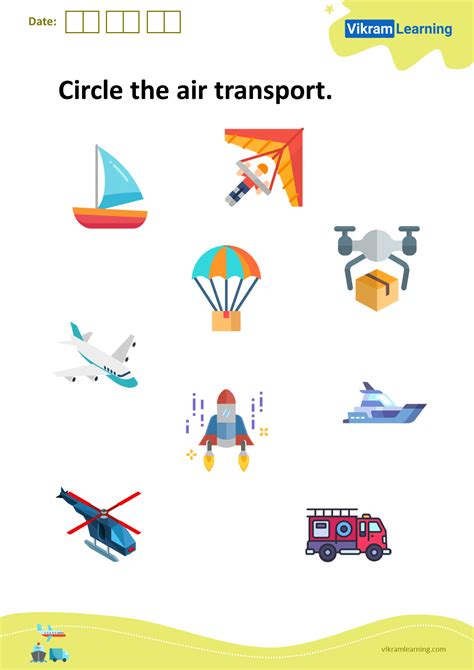 Download circle the air transport worksheets | vikramlearning.com