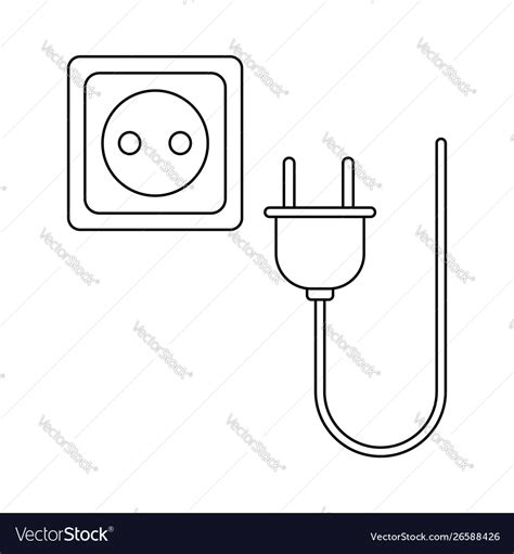 Outline plug socket simple design isolated Vector Image