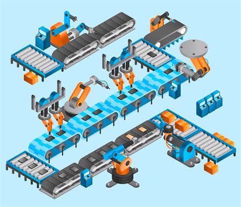 Industrial robot isometric concept 467146 Vector Art at Vecteezy