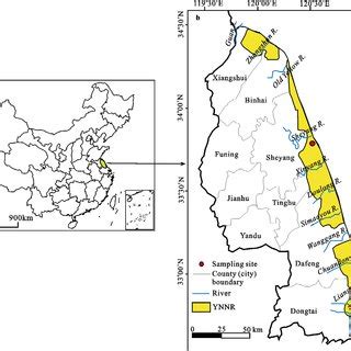 China map showing location of Yancheng City in Jiangsu Province (a) and ...