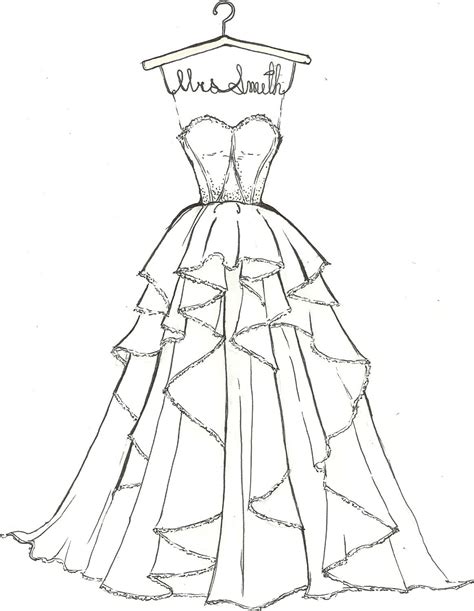 wedding dress coloring page - Clip Art Library