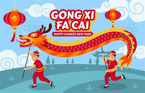 Gong Xi Fa Cai with Dragon Dance Concept 1953152 Vector Art at Vecteezy