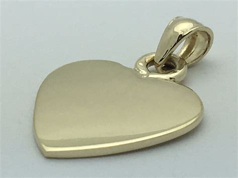 14k Yellow Gold Solid Plain Flat Engravable Heart Charm Pendant 2.8 grams | eBay