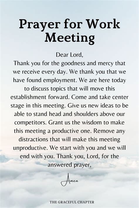 Prayer for Work Meeting - prayers for meetings and gatherings | Prayer meeting, Prayer for work ...