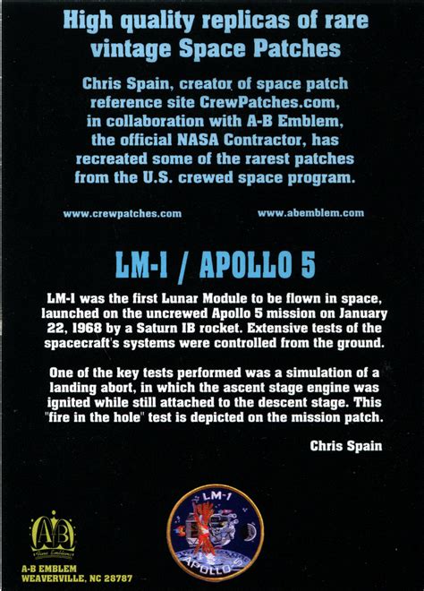 LM-1 Apollo 5 – Space Patches