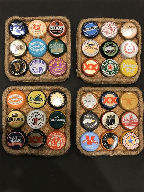 Beer Cap Coasters Set of 4 | Etsy | Beer cap coasters, Beer bottle cap ...