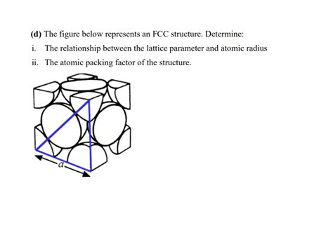 Solved (d) The figure below represents an FCC structure. | Chegg.com