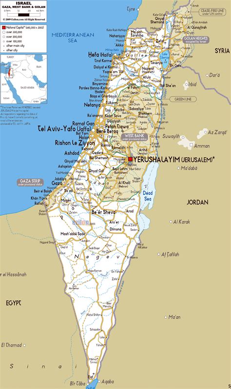 Large road map of Israel with cities and airports | Israel | Asia | Mapsland | Maps of the World