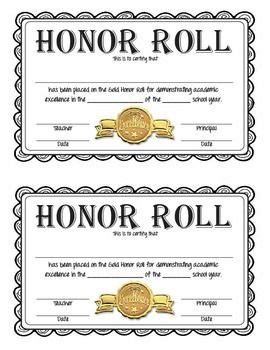 Printable Honor Roll Certificates