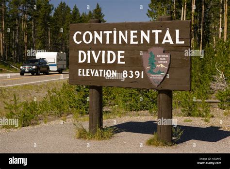 WYOMING USA Continental Divide sign in Yellowstone National Park Stock Photo - Alamy
