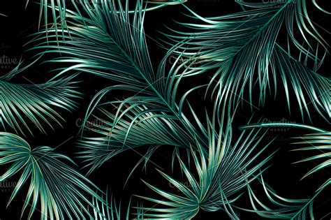 Tropical palm leaves pattern | Custom-Designed Graphic Patterns ~ Creative Market