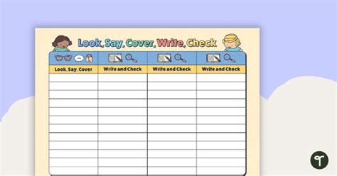 Look, Say, Cover, Write, Check Template (12 Words) | Teach Starter