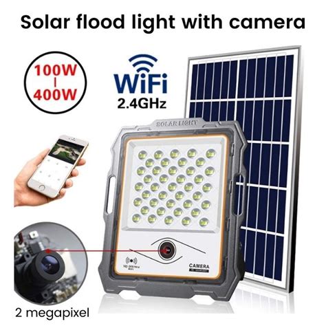 200W solar powered flood light camera CCTV with security and lighting function all-in-one