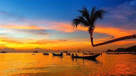 nature, landscape, water, Phang Nga bay, Thailand, clouds, trees, mountains HD Wallpaper