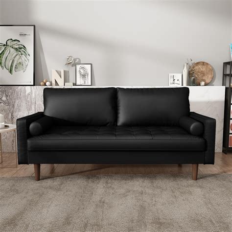 Sulinal Faux Leather LivingRoom Sofa - N/A Black - Walmart.com