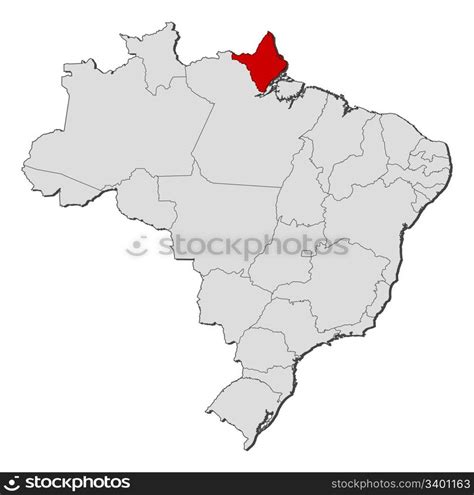 Map of Brazil, Amapa highlighted. Political map of Brazil with the ...