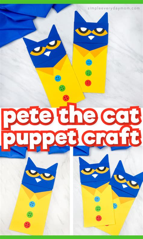 Pete The Cat Paper Bag Puppet [Free Template]