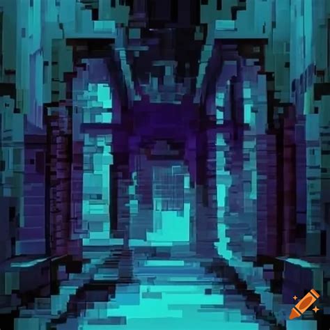 Glitched art depicting a distorted hallway on Craiyon