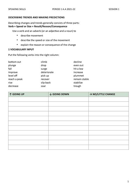 Session 1 Describing Trends AND Making Predictions - DESCRIBING TRENDS AND MAKING PREDICTIONS ...