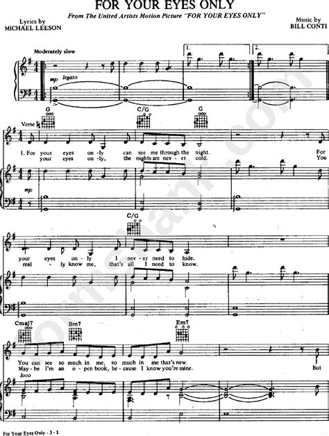 For Your Eyes Only (Sheet Music) - Bill Conti printable pdf download