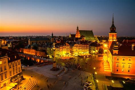 Nightlife in Warsaw, Poland, People at the Palace Square Stock Image - Image of building, poland ...