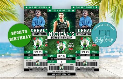 two sports birthday party ticket templates