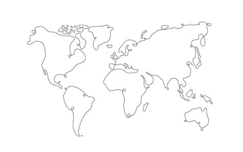 Premium Vector | Line art world map. continuous line earth map. vector ...